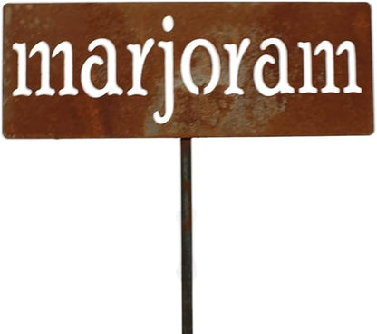 Classic Metal Garden Markers 19 Inches Tall (marjoram, Naturally Rusted)