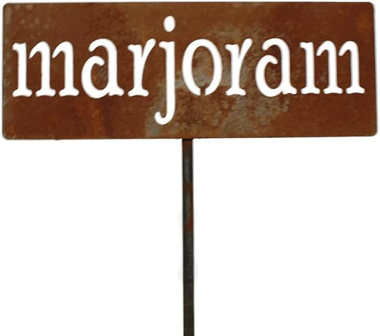 Classic Metal Garden Markers 19 Inches Tall (marjoram, Naturally Rusted)