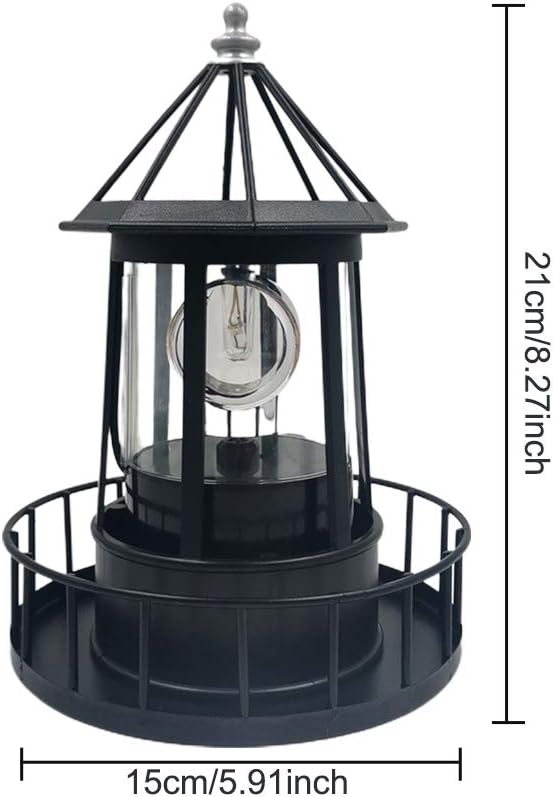 LED Solar Powered Lighthouse, 360 Degree Rotating Lighthouse Lamp, IP65 Waterproof LED Solar Lighthouse Lamps Towers Statue Lights for Outdoor Garden Pathway Patio