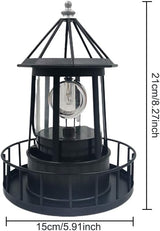 LED Solar Powered Lighthouse, 360 Degree Rotating Lighthouse Lamp, IP65 Waterproof LED Solar Lighthouse Lamps Towers Statue Lights for Outdoor Garden Pathway Patio