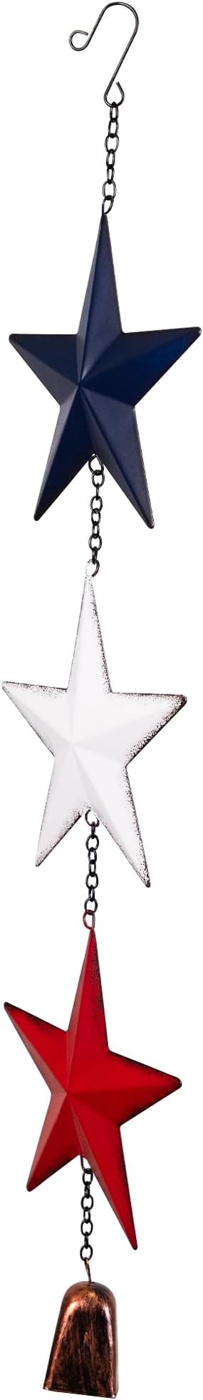 Metal Stars and Bell Hanging Patriotic Wind Chime Decoration - 26"