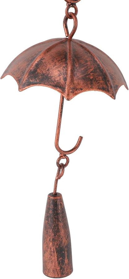 HEEPDD Umbrella Rain Chain, 3.28ft Copper Plated Rain Chain for Gutter Display, Ideal for Garden Decor Umbrella, Iron Material, 8 Cups, Nan Gardening