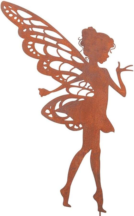 Cute Fairy Silhouette Decorative Metal Garden Yard Stakes Arts Decor Outdoor Garden Patio Ornaments, Average code
