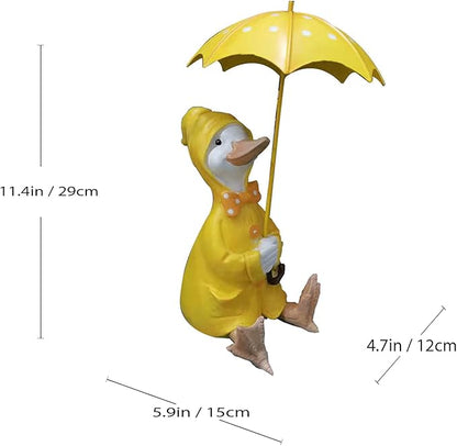 Garden Statues Duck Holding Umbrella Statue Resin Figurine Creative Craft Ornament Animal Sculpture Garden Decor Umbrella Yard Statue Yard Ornaments Decor