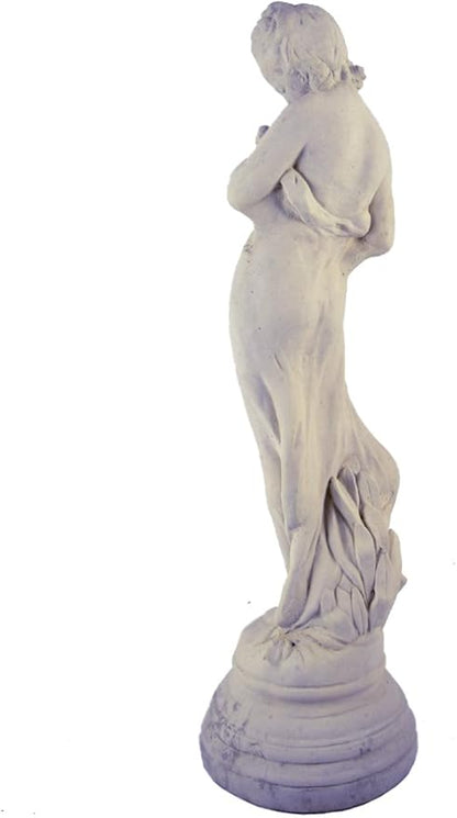 Modern Artisans Classic Victorian Style Girl with Dove Cast Stone Garden Muse Statue, 28", American Made