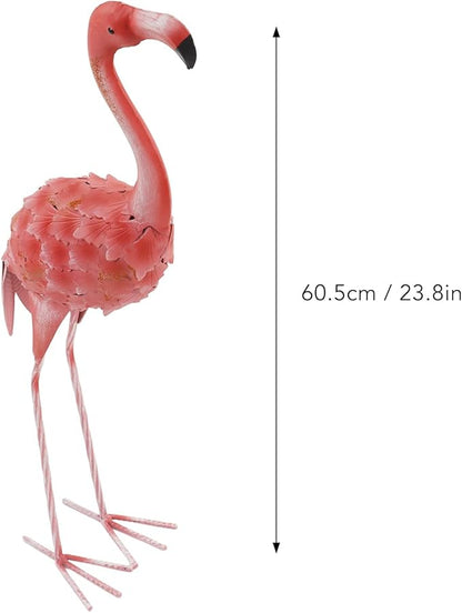 Lifelike Iron Flamingo Garden Statue - Colorful Painting, Perfect Garden Decoration for Lawn, Terrace, and Backyard