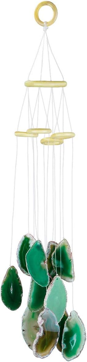 rockcloud Agate Slices Geode Wind Chime Home Garden Decoration Figurine, 20-24 inches, Green