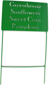 Classic Metal Garden Markers Clearance Items 20 to 33 Inches Tall (Greenhouse Sunflowers Sweet Corn Pumpkins, Green)