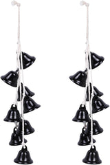 2 Pieces Witch Bells for Door Knob for Protection Handmade Decorative Door Hanging Bell Witch Wind Chimes for Boho Home Room Decor (Black)