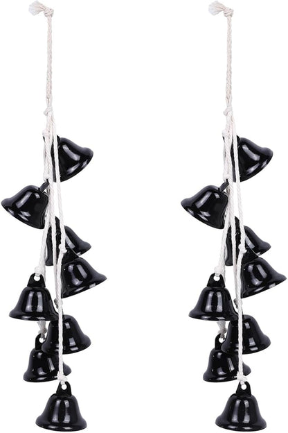 2 Pieces Witch Bells for Door Knob for Protection Handmade Decorative Door Hanging Bell Witch Wind Chimes for Boho Home Room Decor (Black)