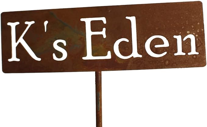 Classic Metal Garden Markers Clearance Items 20 to 33 Inches Tall (K's Eden 20", Naturally Rusted)