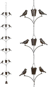 TZSSP Rain Chain,Copper Rain Chains-7 Cups,6.3FT Bird Rain Chain,Adjustable Rain Catcher Chain for Outdoor Garden Decor,Replacement Downspout for Gutters,Black