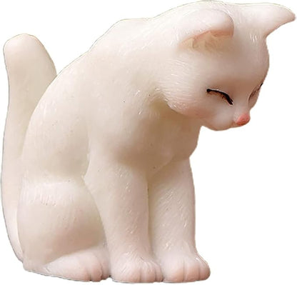 BWESOO White Miniature Cats Statue Micro Landscape Fairy Garden House DIY Terrarium Crafts Ornaments Accessories for Home Outdoor Statues