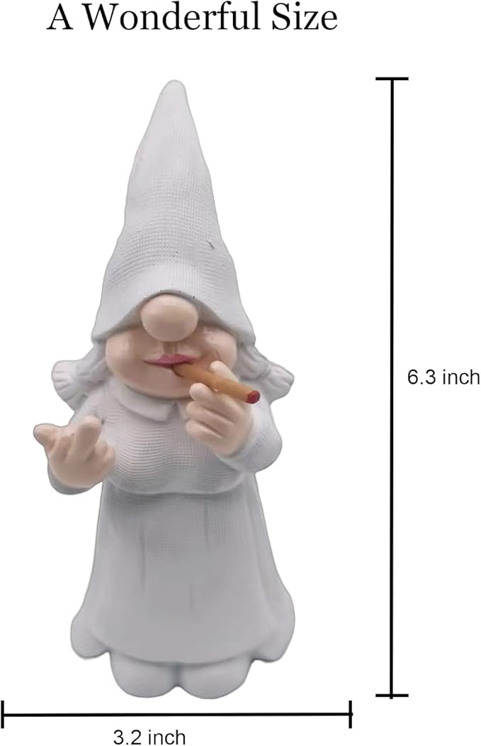 MINICAR Middle Finger Gnome Statue Lady, Funny Outdoor Garden Yard Lawn Sculpture Decoration Home Decor Naughty Gifts, 6.3 Inch Tall