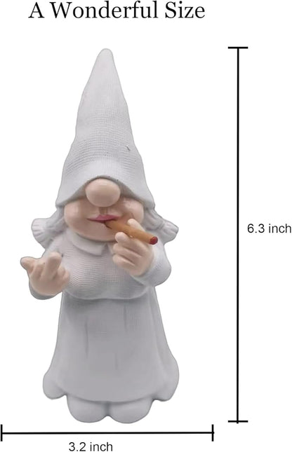 MINICAR Middle Finger Gnome Statue Lady, Funny Outdoor Garden Yard Lawn Sculpture Decoration Home Decor Naughty Gifts, 6.3 Inch Tall