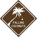 Metal Tin Sign Falling Coconuts Tropical Beach Road Pub Garage Diner Cafe Coastal Sign For Home Office Bar Indoor Outdoor Wall Decor Yard Sign Square Sign 12" x 12" (2 Pack)