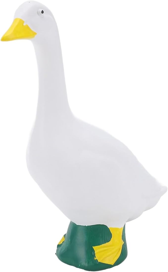 7 Inch White Goose Statue Resin Figurine Lifelike Desktop Animal Ornament for Home Garden Outdoor Decor, Perfect for Porch Lawn Patio Backyard Farm Theme Decoration, Collectible Craft Sculpture