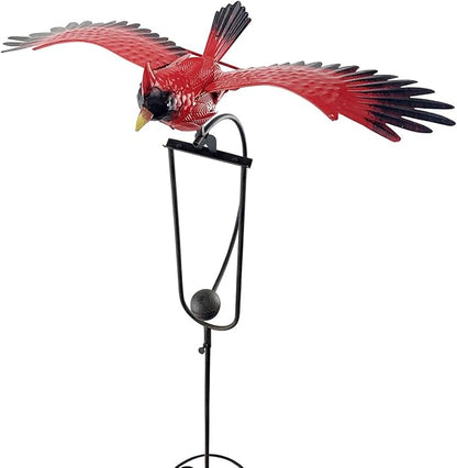 Red Carpet Studios Garden Stake Yard Art Metal and Glass Balance Rocker with Stake, 20-Inches, Cardinal