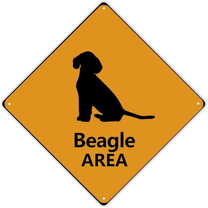 Beagle Crossing Sign Caution BeagleDog Xing Sign Street Sign Wildlife Novelty Road Fence Wall Decor Warning Metal Tin Sign For Indoor Outdoor 12x12in