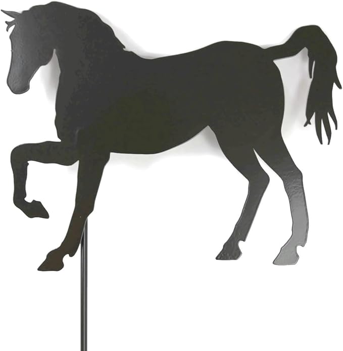 Pets and Farm Animals Metal Garden Landscape Stake (11.5" Wide Horse on Stake, Dark Gray)