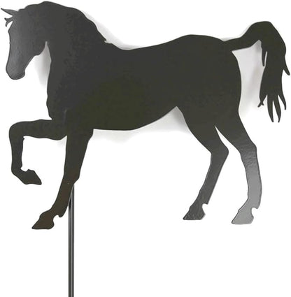 Pets and Farm Animals Metal Garden Landscape Stake (11.5" Wide Horse on Stake, Dark Gray)