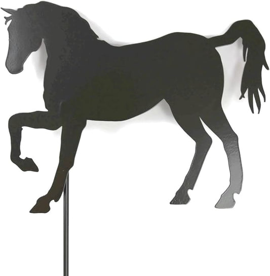 Pets and Farm Animals Metal Garden Landscape Stake (11.5" Wide Horse on Stake, Dark Gray)