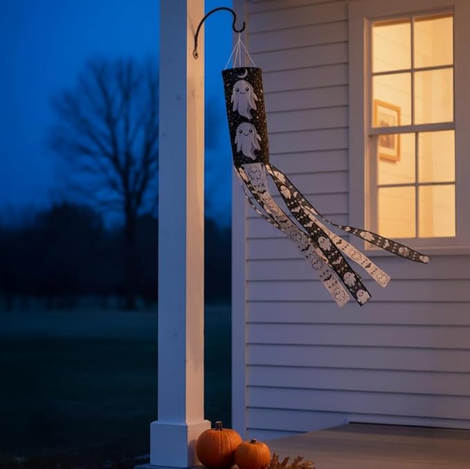 Madrona Brands Halloween Ghost Fall Windsock | Durable Outdoor Hanging Wind Sock Decoration | Yard, Porch, Lawn | 48 Inch
