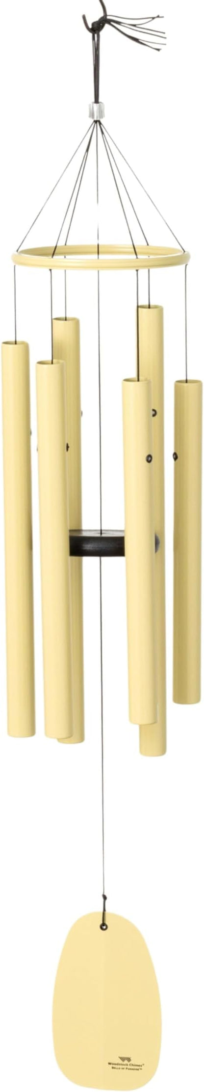 Woodstock Chimes Bells of Paradise Medium 32" Light Yellow Outdoor Memorial Gift, Wind Chimes for Backyard, Porch, Garden Patio Decor, Deep Tone Windchime BPMSG