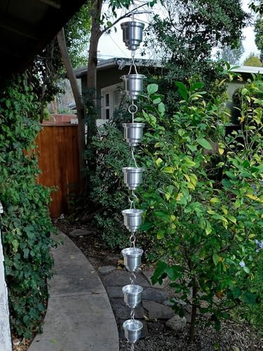 Nutshell Stores Naoki Cups Rain Chain - Aluminum - 10 Feet