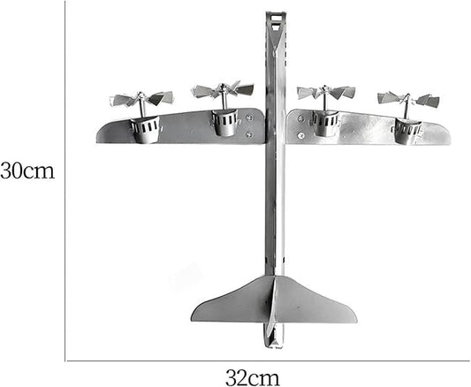 Wind Spinner Statue Aircraft Windmill Airplane Model with Metal Stake Decorative Figurine Iron Art Sculpture for Lawn