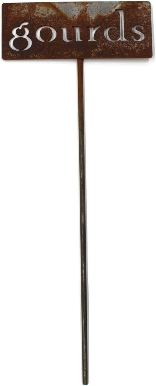 Classic Metal Garden Markers 19 Inches Tall (gourds, Naturally Rusted)