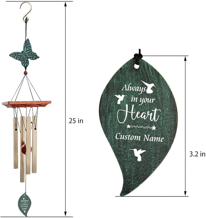 ASTARIN Memorial Custom Wind Chimes for Loss of Loved One, Wind Chimes for Patio Yard Decor, 24'' (Condolences-3)