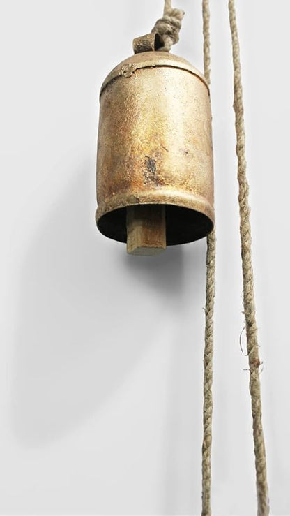 Mango Gifts Shabby Chic Rustic Vintage Bells Hanging Chimes with Jute Rope, Bohemian Style Tranquil Wind Chimes for Garden Outdoor and Patio Decoration (MGT21)