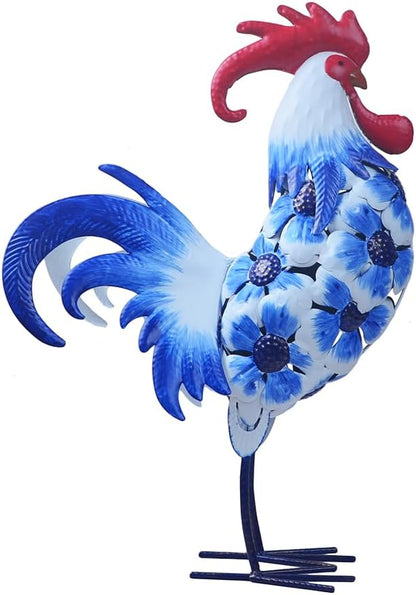 Metal Rooster Statues Creative Outdoor Garden Decoration for Patio Lawn Backyard