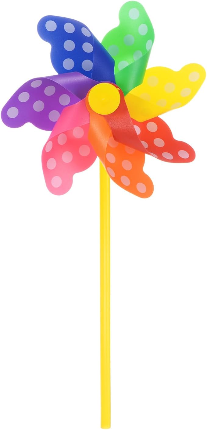 M METERXITY 1 Set Wind Spinner - 12 Inch Pinwheels for Yard and Garden,Apply to Garden Decor/Yard Decorations Outdoor/Backyard Decor/Yard Art (Colorful Dots Windmill)