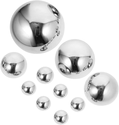 BESTonZON 10Pcs Stainless Steel Half Gazing Balls for Garden Decor Mirror Sphere Outdoor Yard Hollow Floating Globe Polished Metal Orbs Assorted Sizes