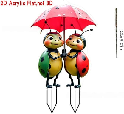 2D Frog Riding Bicycle Acrylic Garden Stake Decoration Yard Lawn Planter Outdoor Display (#03 Style)