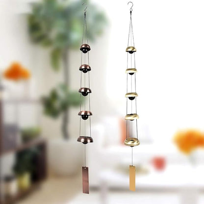 JIANWEI Bell Wind Chimes Temple Wind Bell, Vintage Copper Bell, Feng Shui Wind Chimes with 5 Bells, Memorial Wind Chime for Home Yard Balcony Window Outdoor(Bronze)