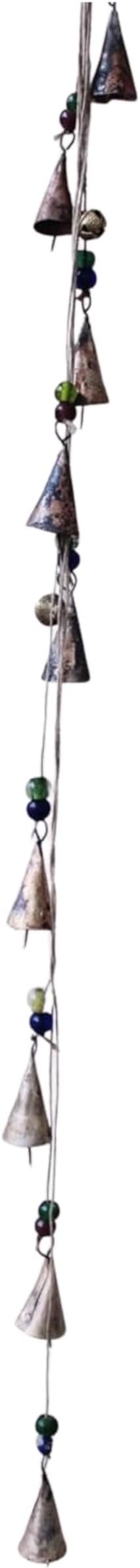 Mango Gifts Rustic Iron Wind Chime Bells with Jute Rope – Vintage Farmhouse Hanging Bell Chimes for Garden and Outdoor Decor with Handcrafted Recycled Metal Tranquil Wind Chimes 45 Inch (MGT28)