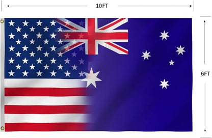USA Australia Combination Flag 6X10FT, American Australian Flags,Both Sides Printed, Men Women Banner,Vibrant Colors, Double Stitched with 2 Brass Grommets, Bar Garden Street Decoration, GYM, Office Decor,Indoor Outdoor Use,Gifts. (US-AUS-Z, 6x10ft)