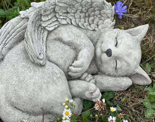 Cat Angel Statue Stone Sleeping cat Figurine Pet Memorial Headstone Grave Decoration Concrete Garden Statue Personalized cat Loss