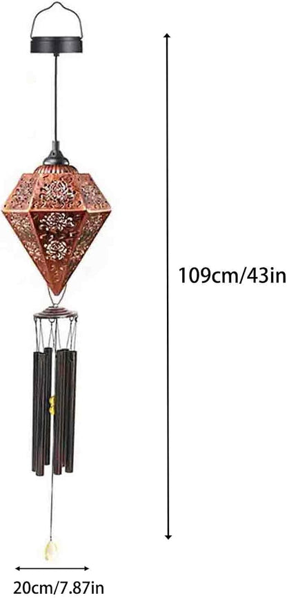43" Solar Wind Chimes for Outside, Hanging Lights Outdoor Detachable Lantern Metal Chrysanthemum Wind Chimes, Deep Tone Memorial Wind Chime Gift Decoration for Home, Patio, Garden, Outdoor, Yard