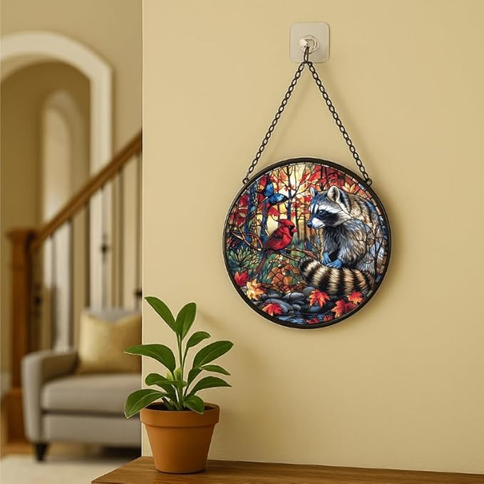 Stained Glass Window Hanging - Adventure Shark with Sailing Ships and Compass Sun Catchers Indoor Stained Glass Panels Wall Decor for Mom, Wife, Lovers, Festive