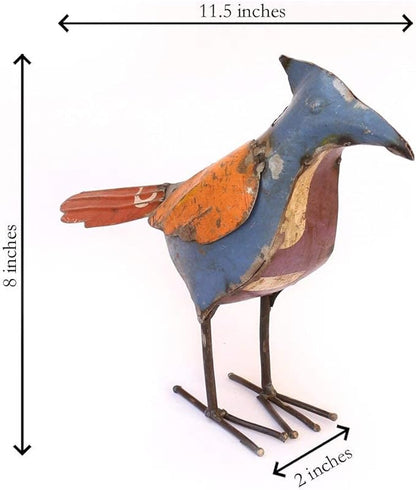 De Kulture Handcrafted Recycled Iron Bird Decorative Collectible Figurine Showpiece Beautify Home Office Holiday Décor| Ideal for Garden Balcony Terrace Decoration, 11.5x2x8 (LWH) Inches
