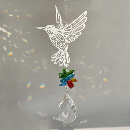 Sun Catcher Crystal Hummingbird,Indoor Window Suncatcher, Hanging Crystal Decor Creates Rainbows, Hummingbird Wall Art, Bird Deterrent Garden Gift.