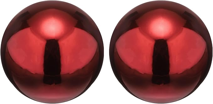 uxcell 2pcs Gazing Globe Decor Ball 2 inch 51mm Garden Sphere Polished Hollow Ball, Seamless Stainless Steel Gazing Ball, Smooth Mirror Globe for Garden Home Decor, Ruby Red