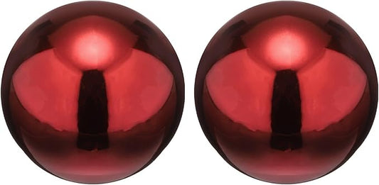 uxcell 2pcs Gazing Globe Decor Ball 2 inch 51mm Garden Sphere Polished Hollow Ball, Seamless Stainless Steel Gazing Ball, Smooth Mirror Globe for Garden Home Decor, Ruby Red