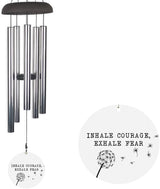 Inspirational Wind Chime Inhale Courage Exhale Fear with Dandelion Design, Outdoor Decorative Chime for Garden, Patio, or Porch, Motivational Quote Gift