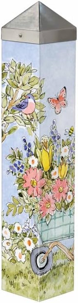 Studio M Art Pole, PVC Weather Resistant Pole with Vinyl Bowl 20 inches Tall Outdoor Decoration for Gardens, Patios, Yards, Landscaping and Birding Accessories, Flower Cart