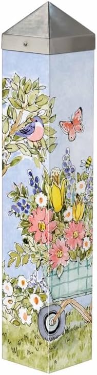 Studio M Art Pole, PVC Weather Resistant Pole with Vinyl Bowl 20 inches Tall Outdoor Decoration for Gardens, Patios, Yards, Landscaping and Birding Accessories, Flower Cart